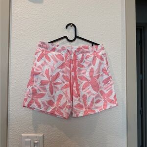 Surf Society Swimwear Pink & White Printed Swim Shorts – Size Small